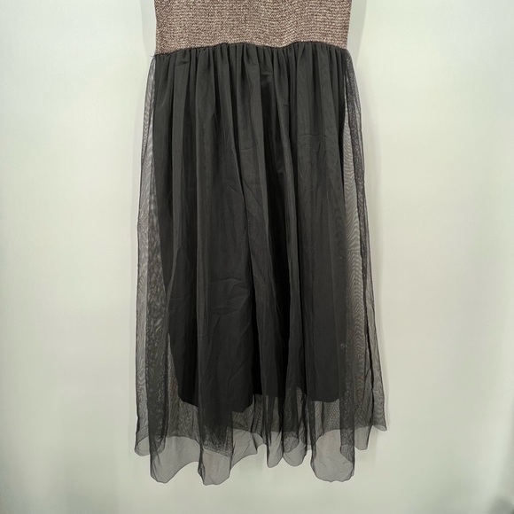 Top Shop Gold Tank Black Lined Tulle Dress Ladies Size 4 - Picture 11 of 11